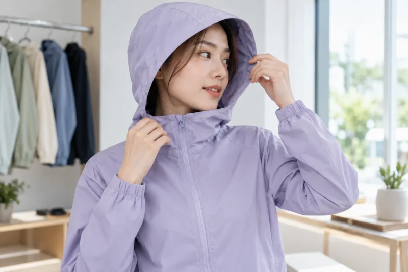 Duyệt mũ và cổ áo khoác gió