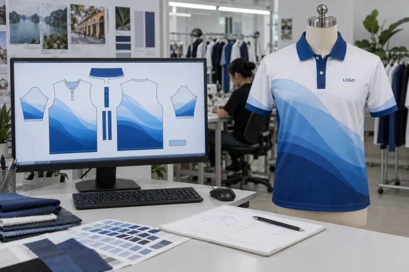 File sản xuất áo polo in chuyển nhiệt