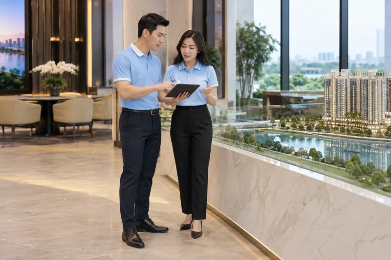 Form áo đồng phục bất động sản nam nữ