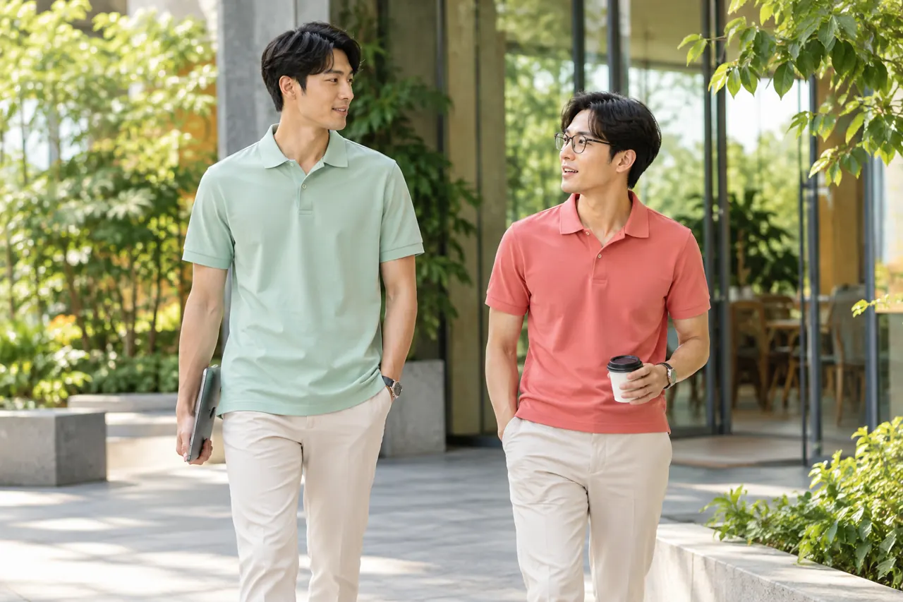 Hai dáng áo polo khi đi cùng đồng nghiệp