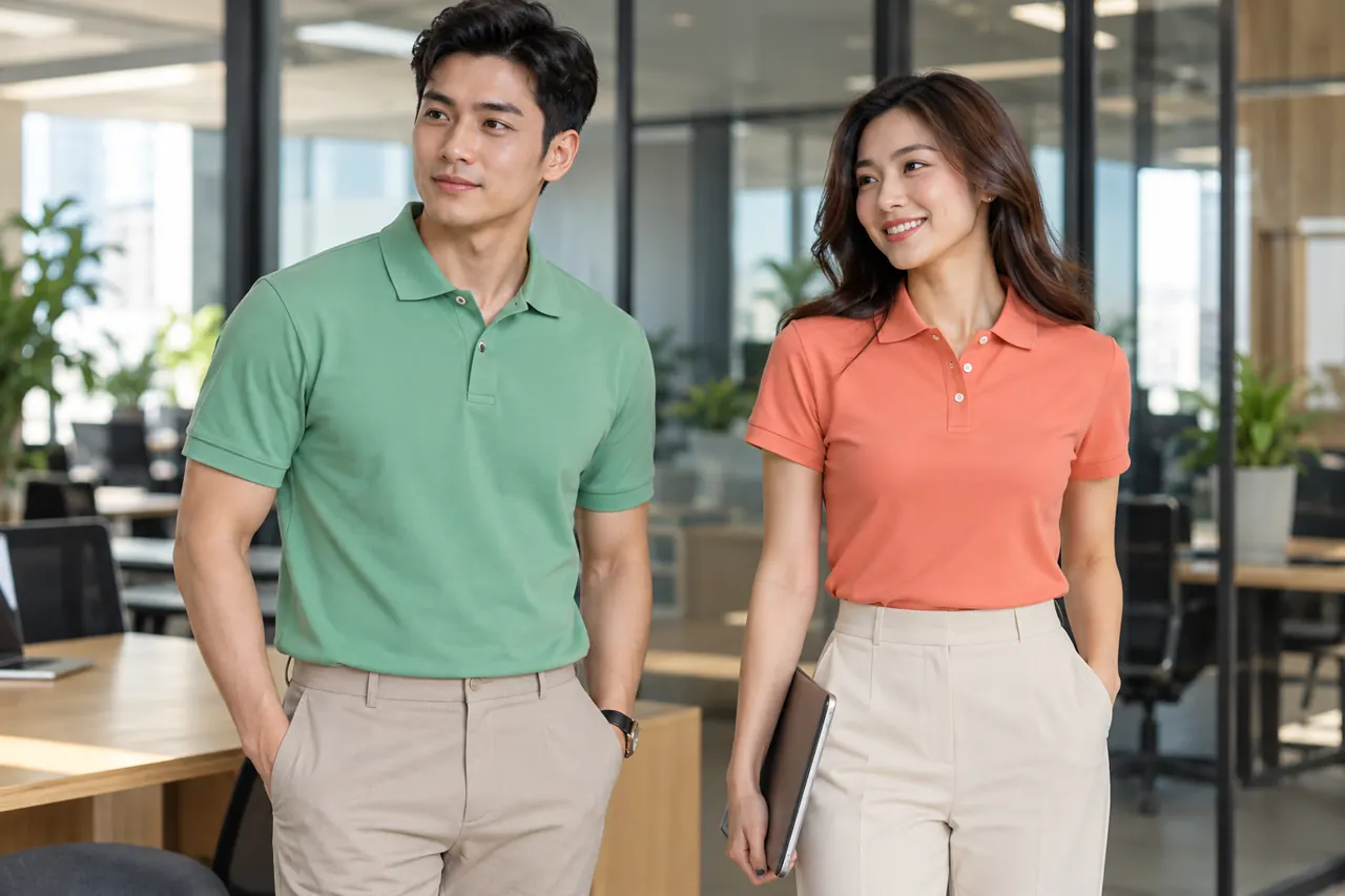 Hai dáng áo polo trong môi trường công sở