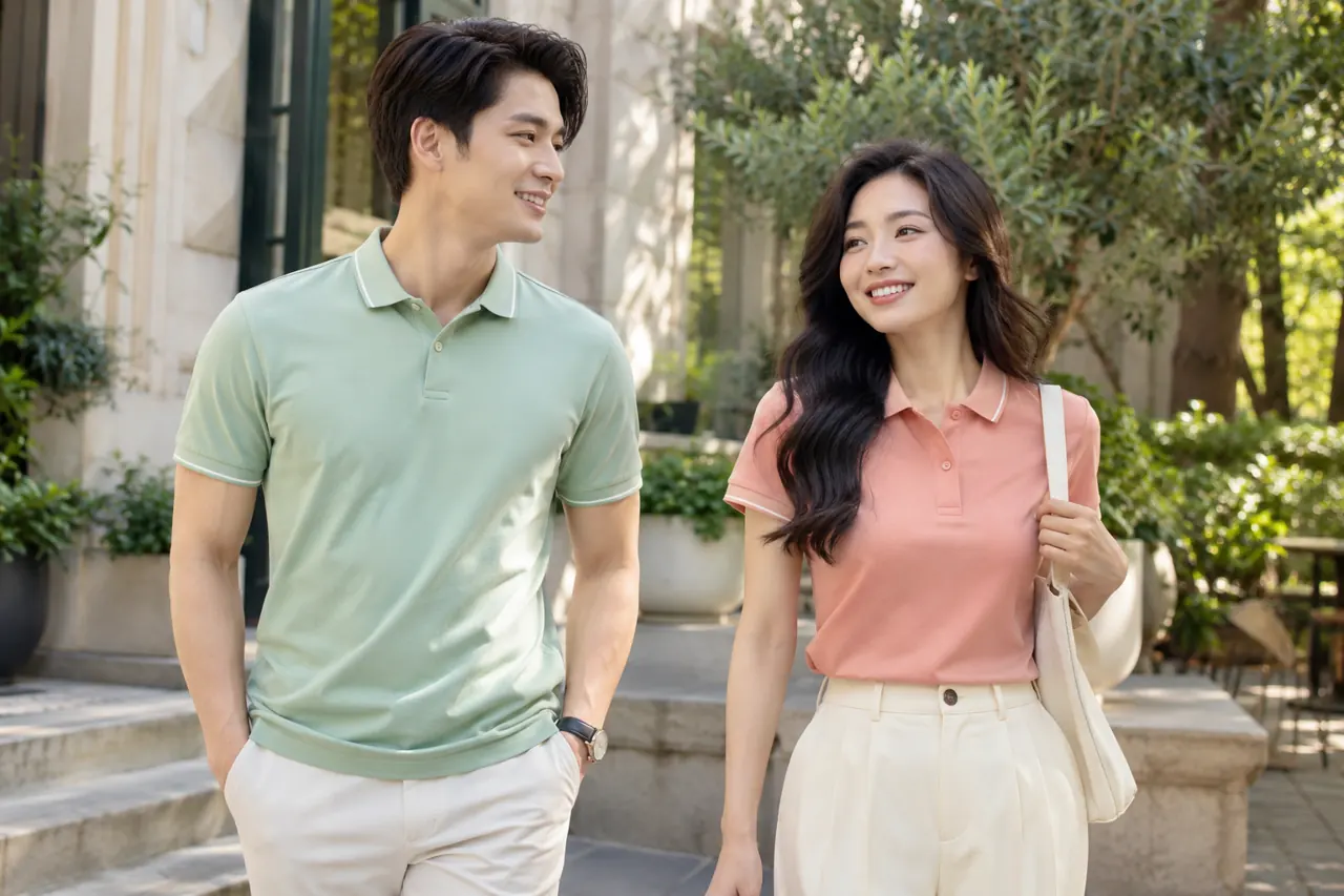 Hai mẫu áo polo dưới ánh sáng tự nhiên