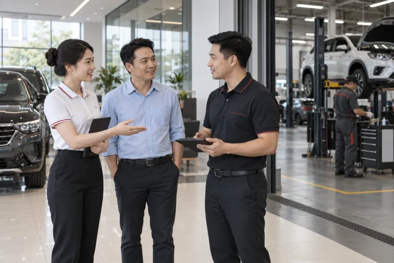 Hệ đồng phục nhân viên showroom và kỹ thuật ô tô