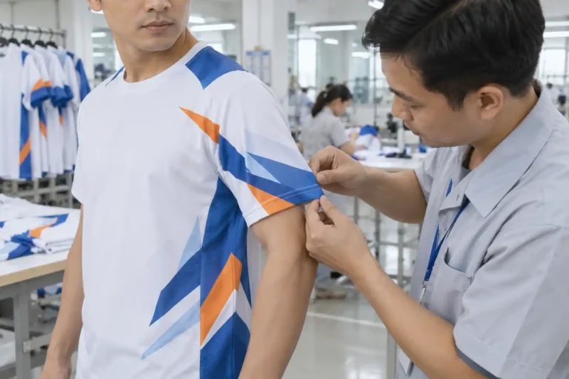 Họa tiết chạy qua đường may áo in chuyển nhiệt