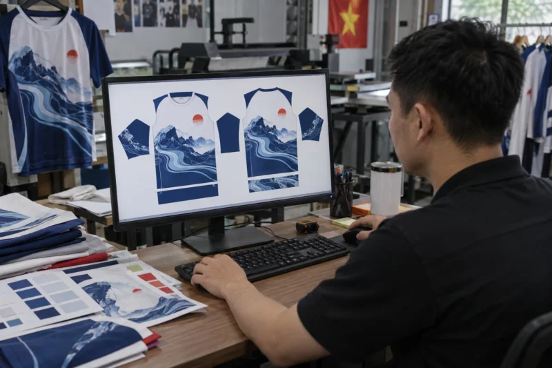 Hoàn thiện file in áo đồng phục từ thiết kế mockup