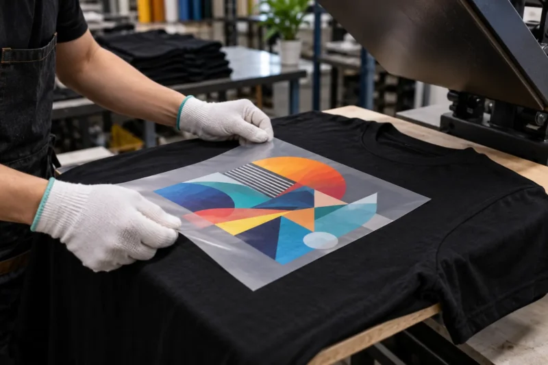 In PET logo nhiều màu lên áo thun
