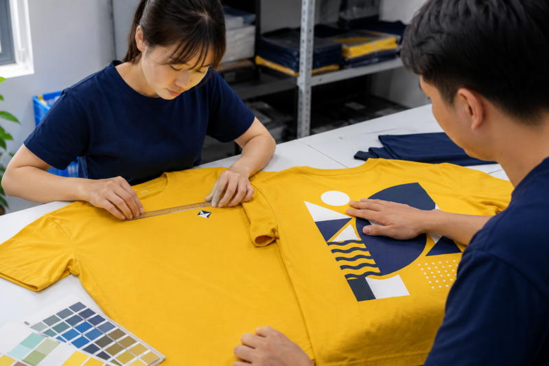In logo áo thun cotton 100%