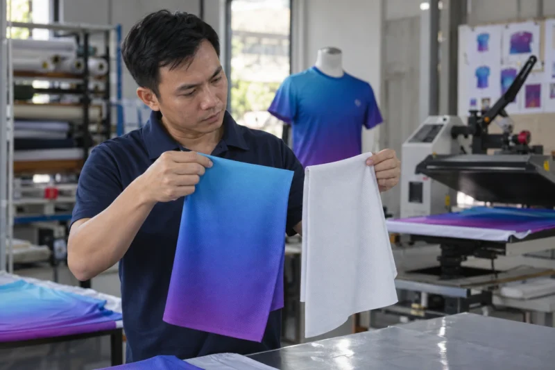 In test trước khi sản xuất áo in chuyển nhiệt
