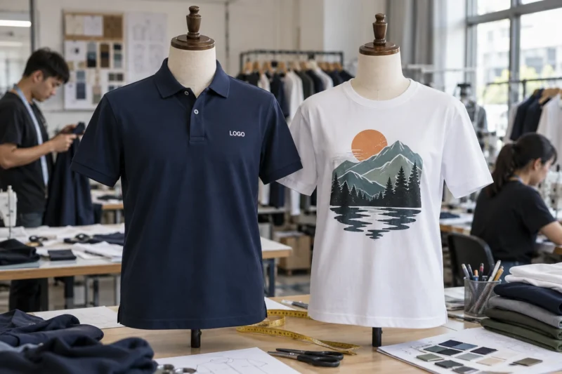 In thêu logo trên áo polo và áo cổ tròn