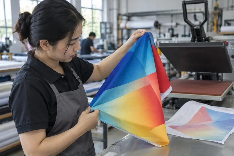In thử màu trên mẫu vải Airycool trước khi sản xuất