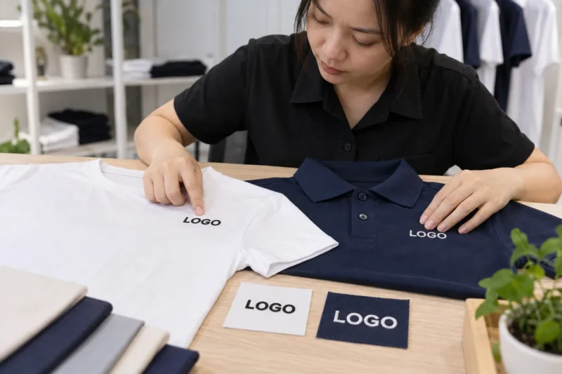 In và thêu logo áo đồng phục trung tâm ngoại ngữ