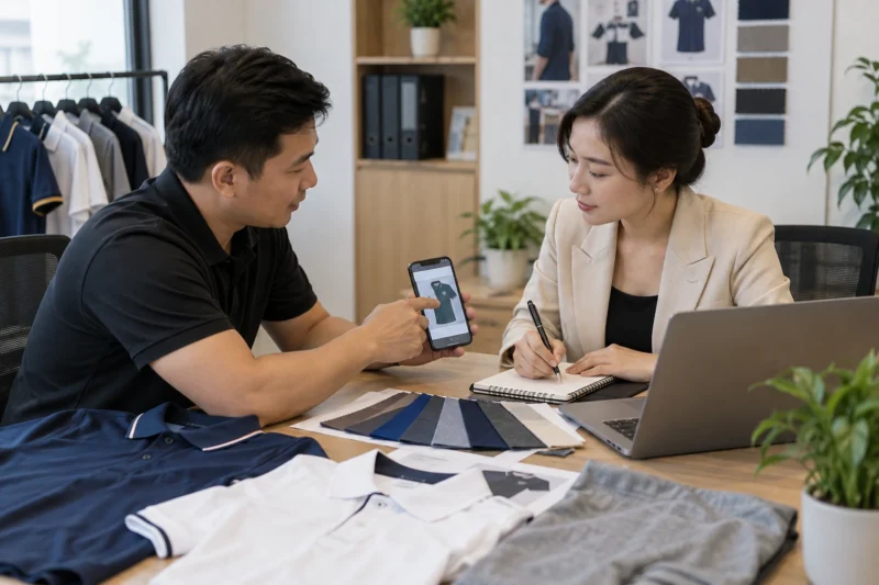 Khách hàng gửi logo và ý tưởng thiết kế áo đồng phục