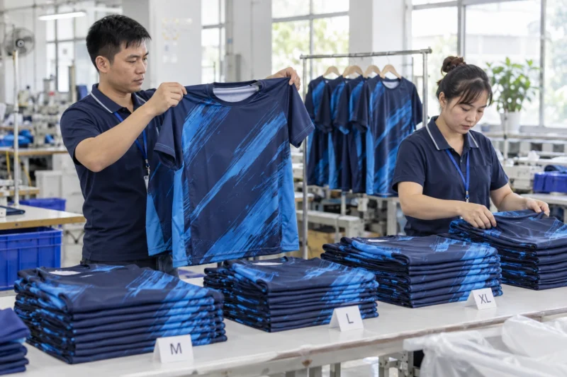 Kiểm tra áo in chuyển nhiệt trước khi giao hàng