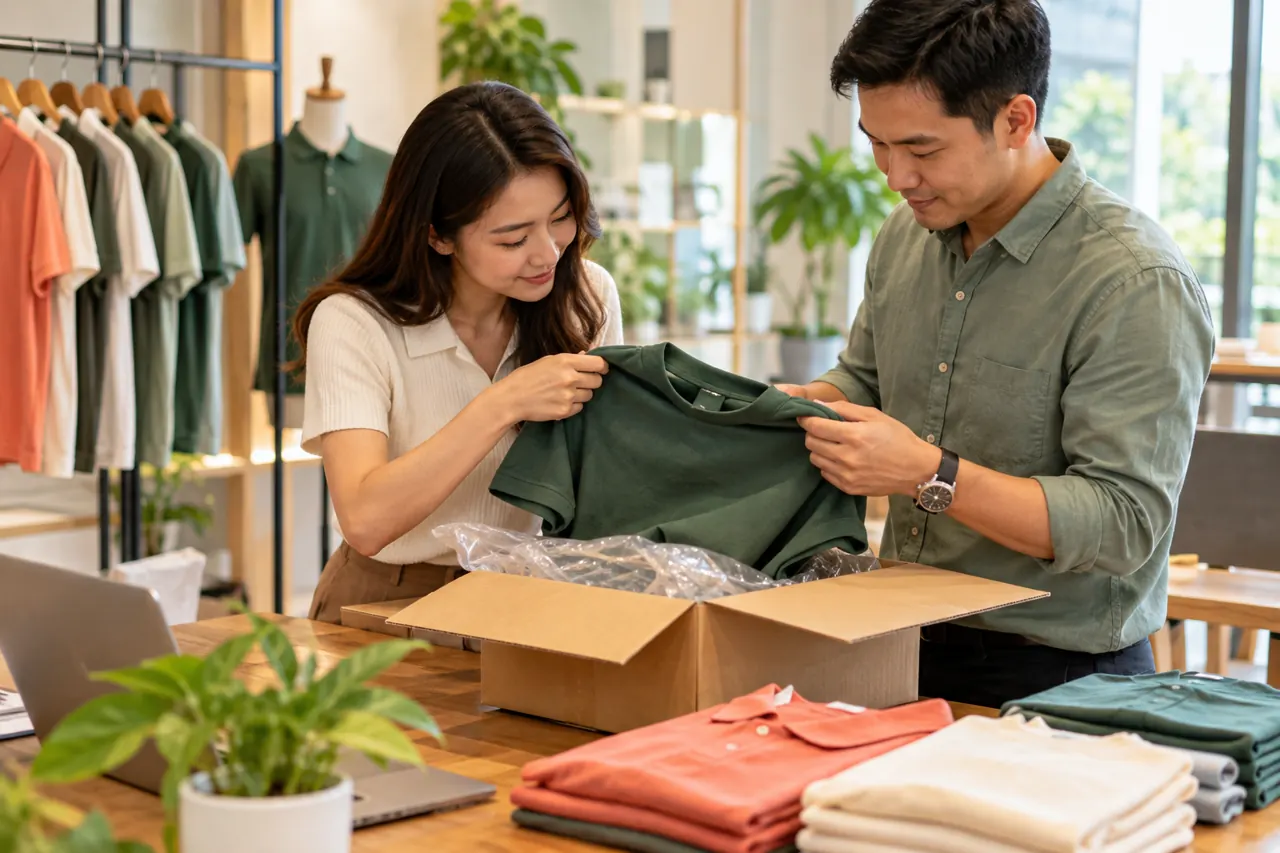 Kiểm tra áo khi nhận hàng tại bàn