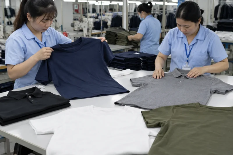 Kiểm tra áo thun đồng phục sau khi sản xuất