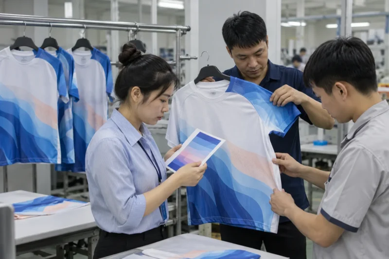 Kiểm tra áo thun mè in chuyển nhiệt trước sản xuất