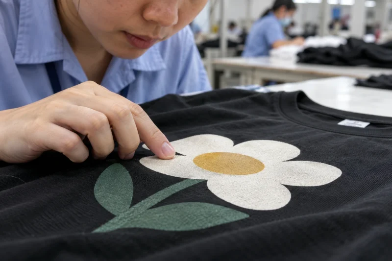 Kiểm tra bề mặt hình in trên áo đồng phục