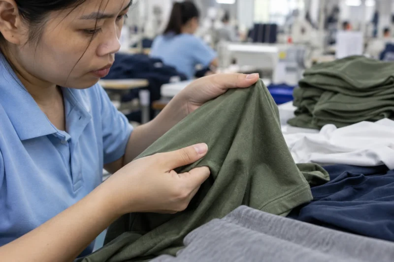Kiểm tra chất liệu áo thun đồng phục thực tế
