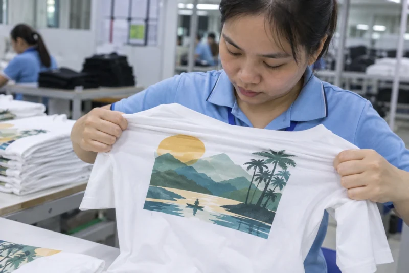 Kiểm tra độ bền hình in trên áo mẫu