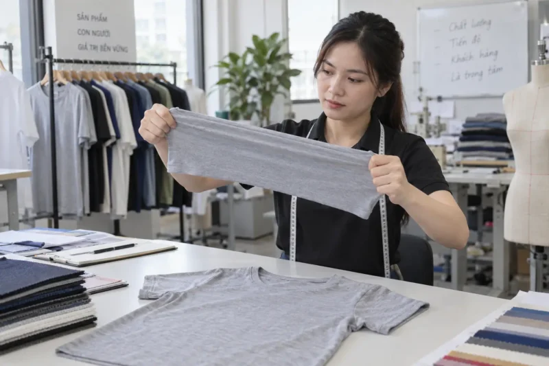 Kiểm tra độ co giãn của vải may đồng phục