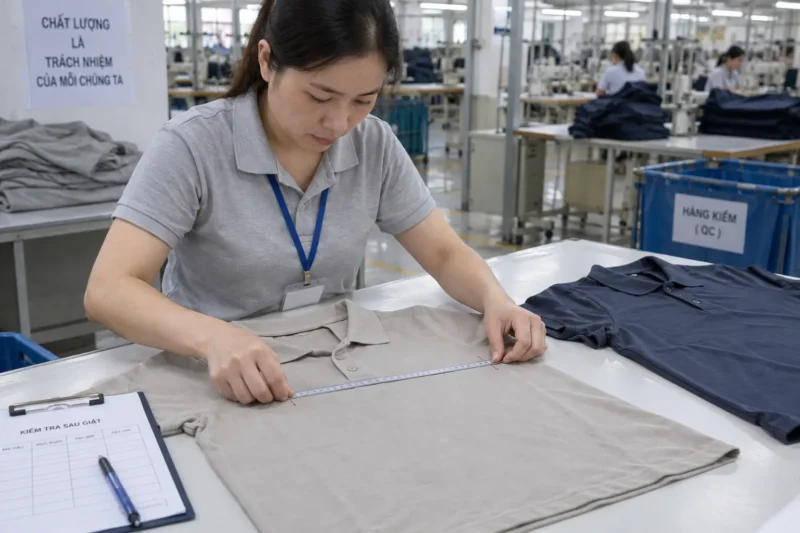 Kiểm tra độ co rút vải may đồng phục