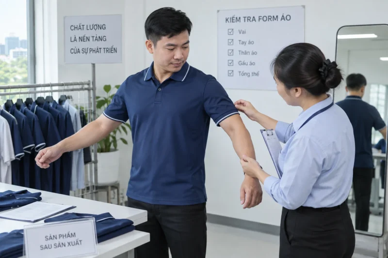 Kiểm tra form áo đồng phục sau sản xuất