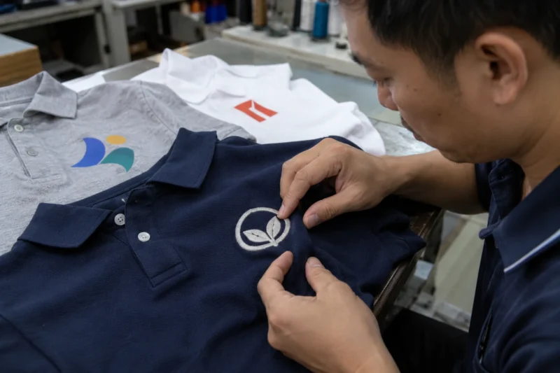 Xử lý đồng phục cũ có logo công ty, Kiểm tra áo mẫu trước khi xử lý logo đồng phục cũ