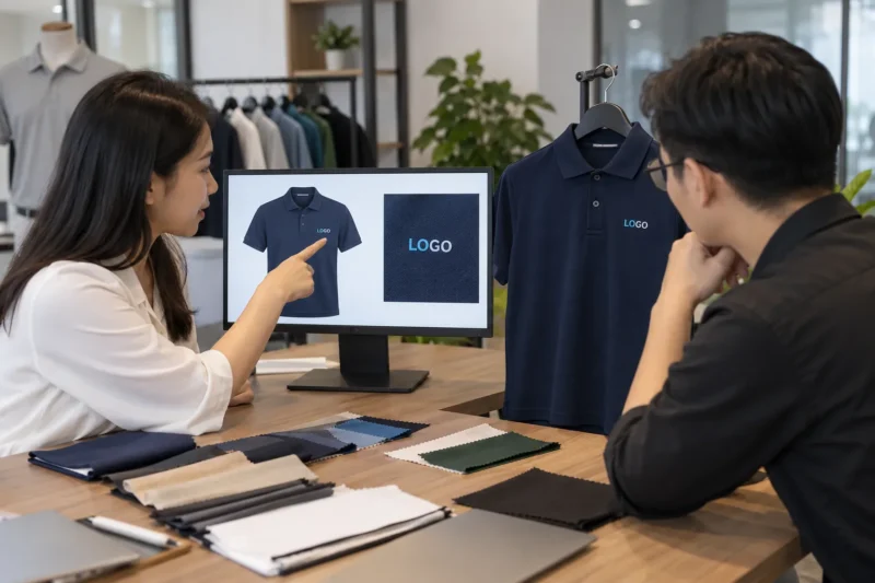 Kiểm tra màu logo trên thiết kế áo đồng phục
