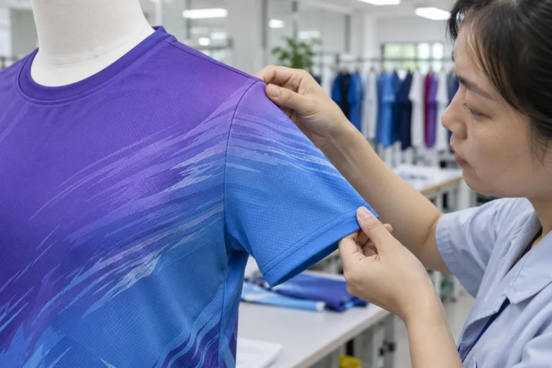 Kiểm tra màu tại vùng nối họa tiết áo