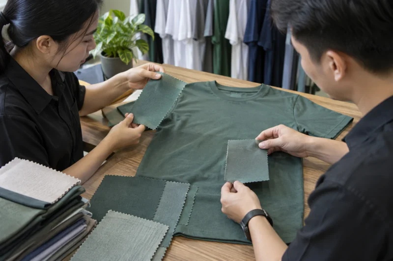 Kiểm tra màu vải áo thun đồng phục thực tế