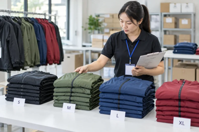 Kiểm tra size áo khoác gió đồng phục
