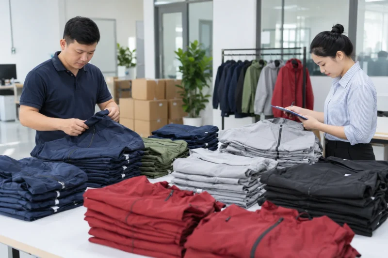 Kiểm tra số lượng áo khoác gió đồng phục khi nhận hàng