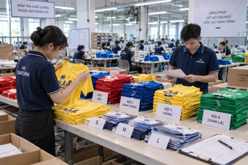 Kiểm tra tiến độ đơn áo team building theo từng đội