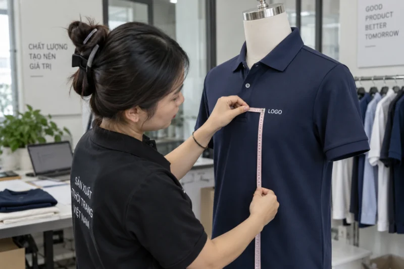 Kiểm tra vị trí và kích thước logo trên áo mẫu