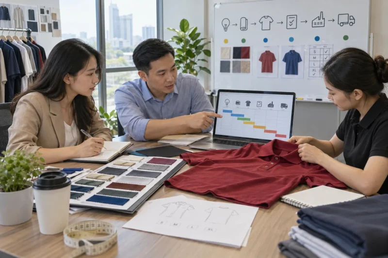 Lập tiến độ duyệt mẫu và giao hàng trong brief đặt may đồng phục