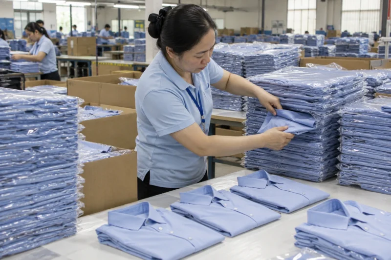 Lấy mẫu áo từ nhiều vị trí trong lô hàng để kiểm tra - kiểm tra xác suất