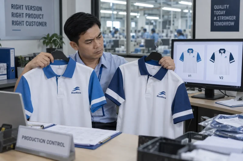 Lỗi sai file chốt khi sản xuất áo đồng phục