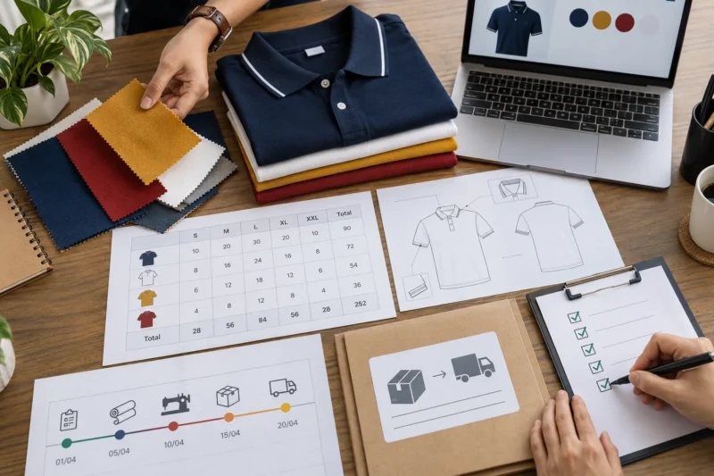 Mẫu RFQ đồng phục gồm thông tin sản phẩm và tiến độ
