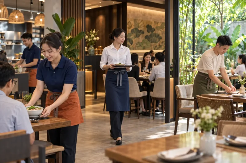 Mẫu áo đồng phục nhà hàng theo mô hình kinh doanh