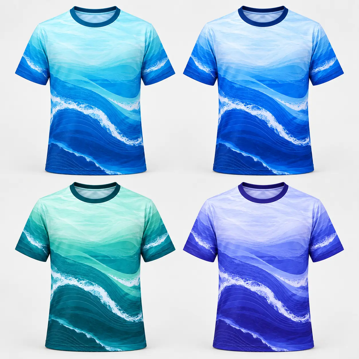 Mẫu áo du lịch in chuyển nhiệt Ocean Flow xanh biển - các màu sản phẩm Mẫu áo du lịch in chuyển nhiệt Ocean Flow xanh biển - các màu sản phẩm
