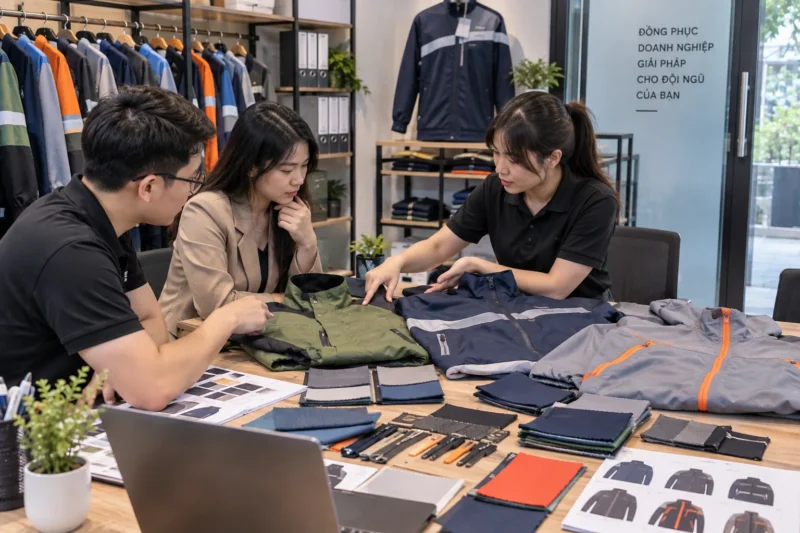 Mẫu áo khoác giao hàng và chất liệu trước khi báo giá