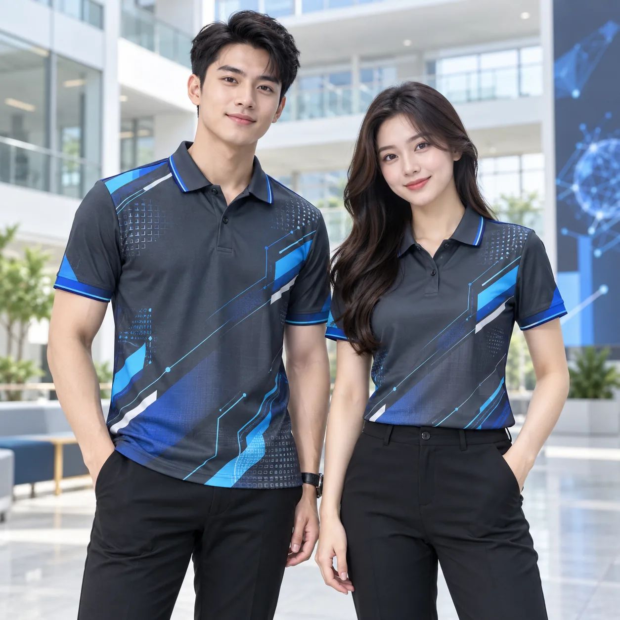 Mẫu áo polo công nghệ in chuyển nhiệt Tech Grid xanh xám - ảnh đại diện Mẫu áo polo công nghệ in chuyển nhiệt Tech Grid xanh xám - ảnh đại diện