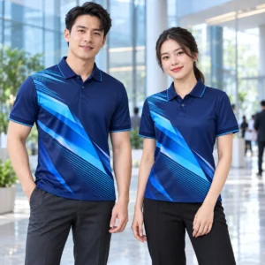 Mẫu áo polo đồng phục in chuyển nhiệt Dynamic Blue navy cyan - ảnh đại diện