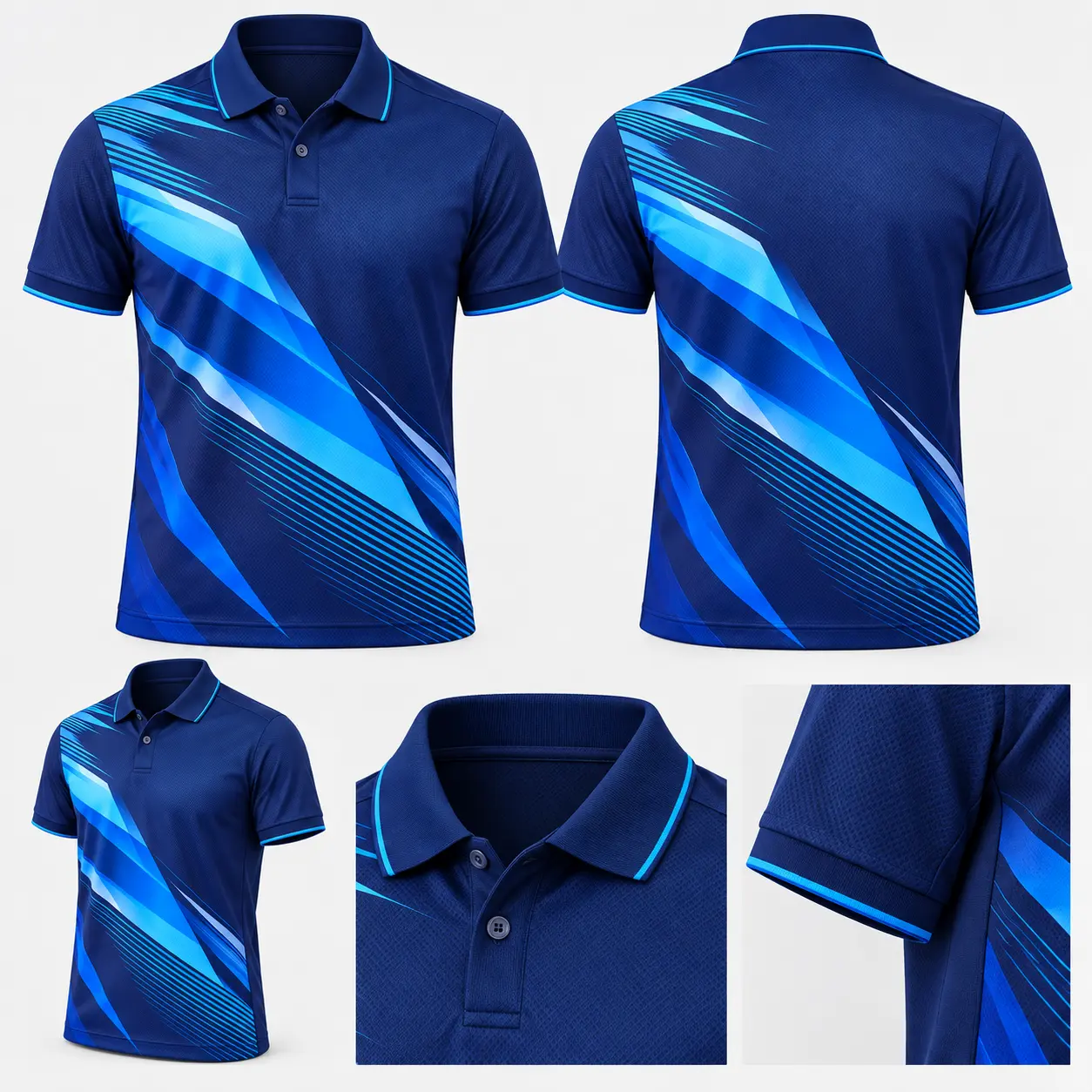 Mẫu áo polo đồng phục in chuyển nhiệt Dynamic Blue navy cyan - chi tiết sản phẩm Mẫu áo polo đồng phục in chuyển nhiệt Dynamic Blue navy cyan - chi tiết sản phẩm