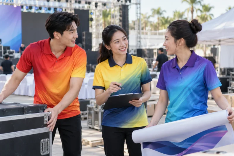Mẫu áo polo sự kiện in chuyển nhiệt nhiều màu