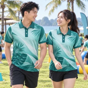Mẫu áo polo team building in chuyển nhiệt Tropical Team màu tràm - ảnh đại diện