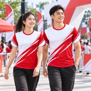 Mẫu áo sự kiện in chuyển nhiệt Brand Activation đỏ trắng - ảnh đại diện