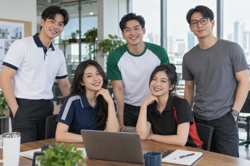 Mẫu áo thun đồng phục công ty phối màu đẹp