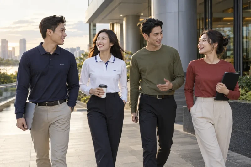 Mẫu áo thun đồng phục tay dài hoàn chỉnh trước khi đặt may