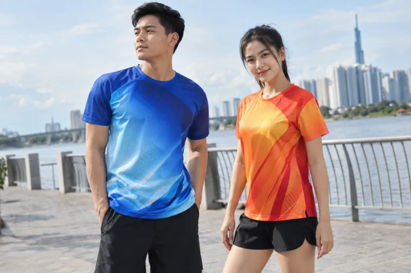 Mẫu áo thun mè in chuyển nhiệt sau khi hoàn thiện